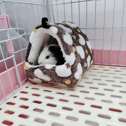 1PCS Coral Fleece Dot Printing Small Foam Pet House Hanging Hamster Bed For Small Animals Squirrel Parrot Cotton Nest