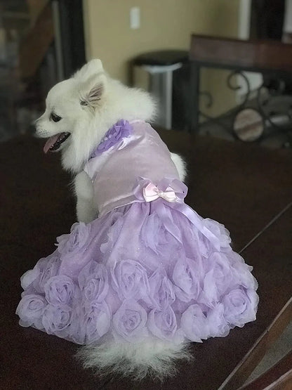 Dog Dresses Puppy Wedding Dress Female Dogs Wedding Costume Girl Dogs Rose Dress for Doggy Teddy Chihuahua Pet Princess Clothing