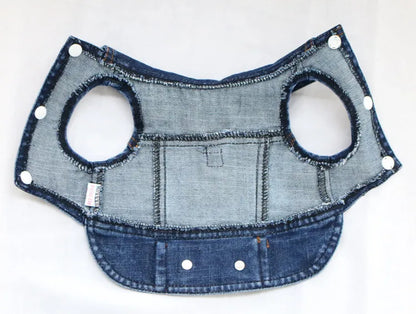 Dark Washed Dog Denim Jacket for Small Medium Dogs, Puppy Sleeveless Jeans Coat with D Ring Chihuahua Yorkie Clothes Pet Apparel