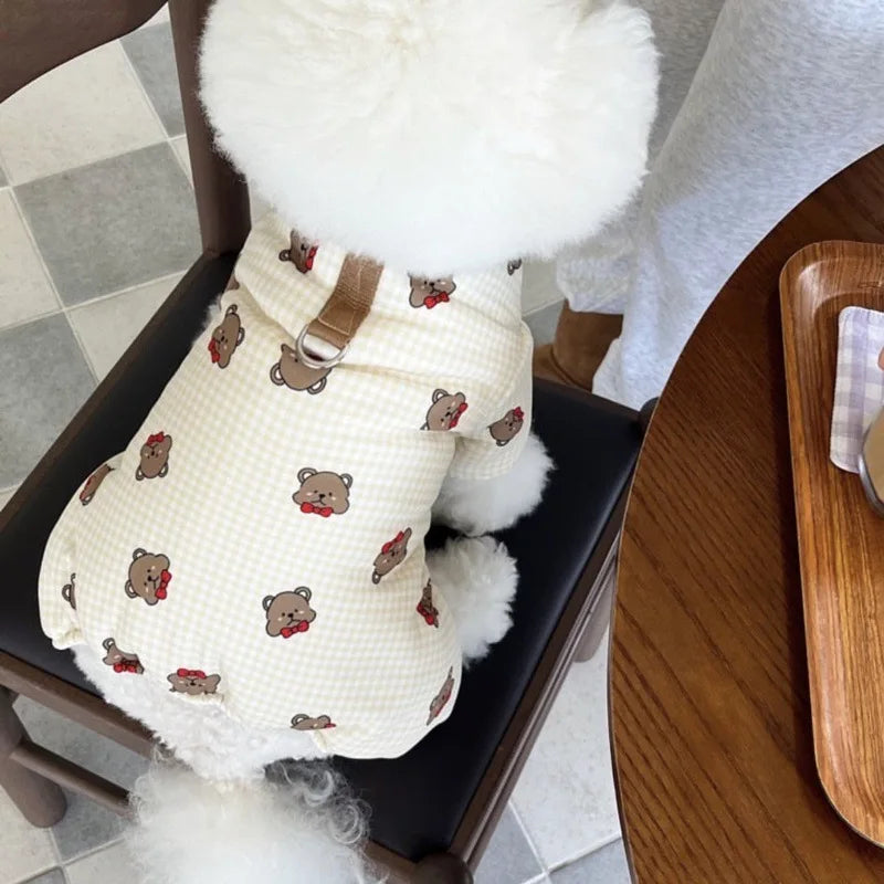 Waterproof Dog Warm Jacket Bear Print Winter Dog Coat Cotton Four Legged Dog Clothes Chihuahua Poodle Bichon Puppy Accessories