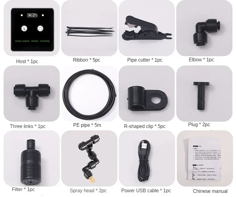 WiFi Control Intelligent Reptile Spray Humidifier Timer Automatic Mist Rainforest Timing Spray System Kit Irrigation Sprinkler