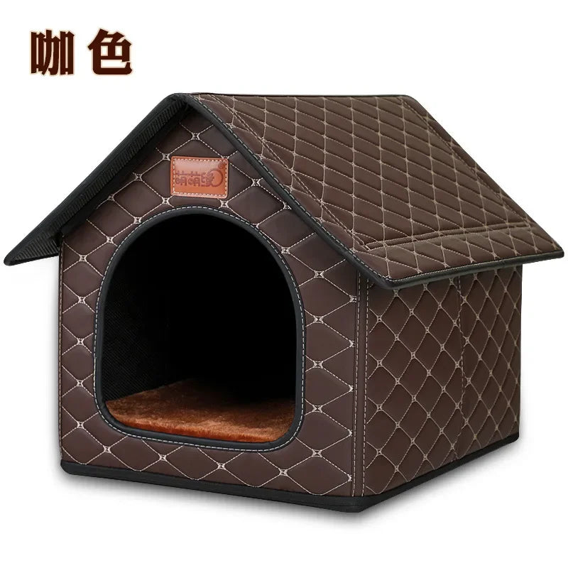 Kennel Winter Warm Waterproof Removable Washable Closed House Kennel Villa Small Dog Corgi Law 11 Pet Nest