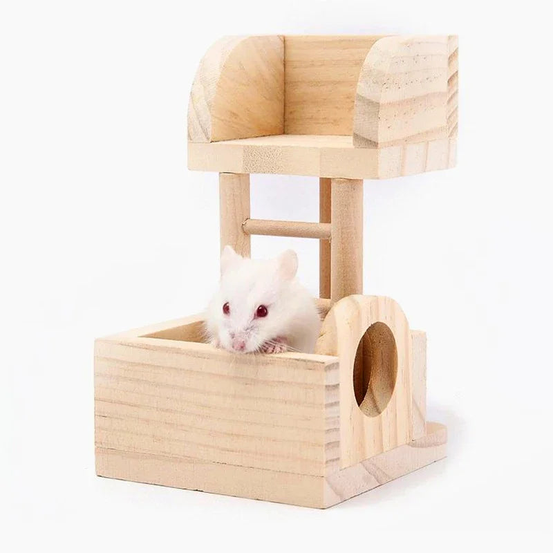Hamster Natural Wooden House Hamster Climbing Toy Small Pet Toys for Hamster Squirrel Guinea Pig Rat Small Animals Accessories