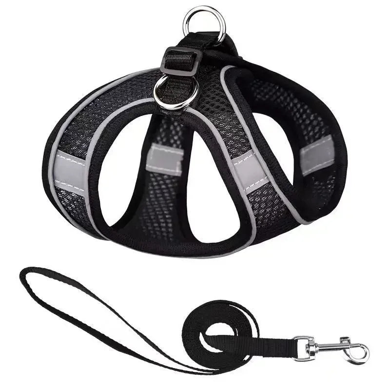 Pet dog Harness Leash Set for Small Dogs Adjustable Puppy Harness Vest French Bulldog Chihuahua dog harness and leash set  puppy