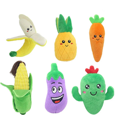Pet plush sound toy fruit vegetable dog cat educational toy supplies cactus corn eggplant