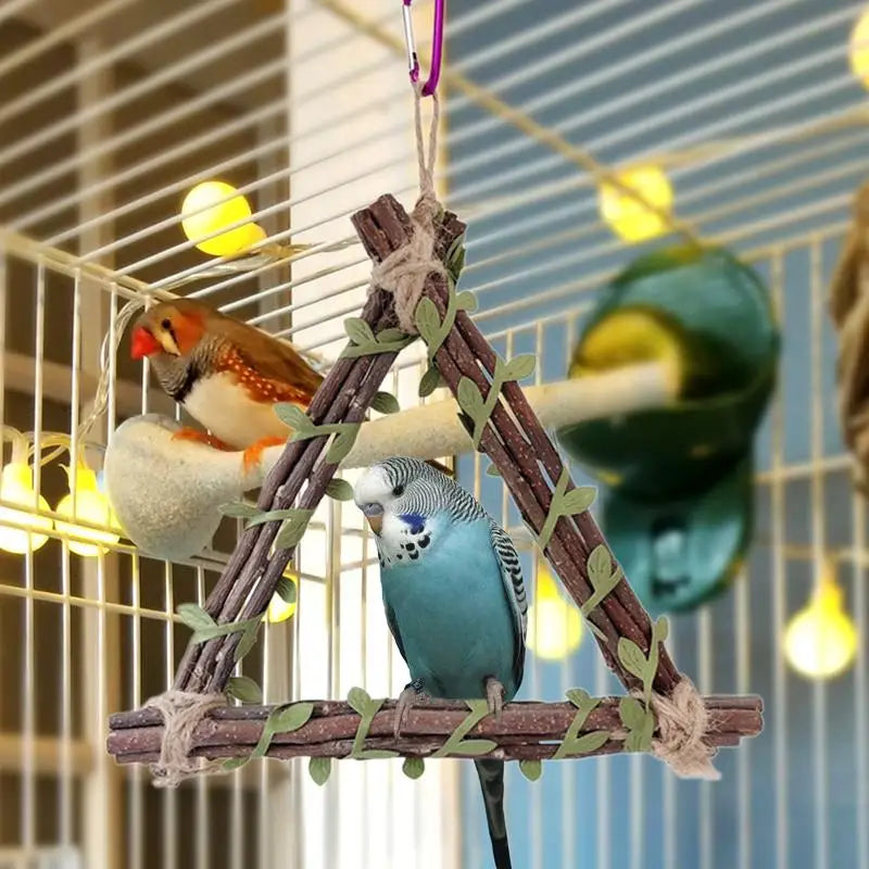 Bird Cage Hammock Swing Toy Woven Cage Hammock Parrot Swing Toy Teeth Care Bird Climbing Hammock Playing For Parrots Parakeets