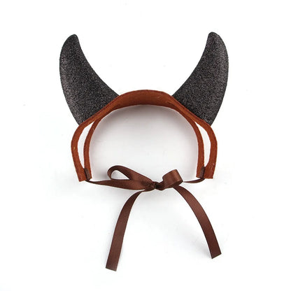 Halloween Ox Horn Headband for Cats Lovely Holiday Costume Pet Head Accessories Adjustable Chihuahua Kitten Decorate Products