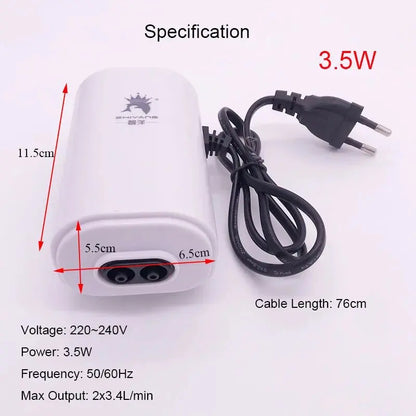 220V 3.5W 8W 12W Aquarium Air Pump Fish Tank Mini Air Compressor Oxygen Pump Aquarium Fish Tank Accessories Two Outputs Silent