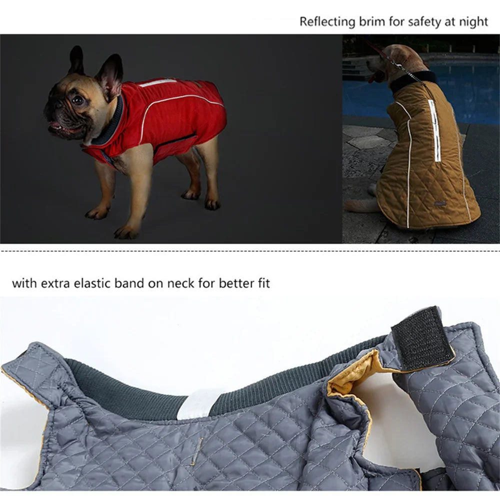 Retro Style French Bulldog Pet Coat Jacket Winter Warm Big Dog Clothes for Medium Large Dogs Pug Bull Terrier mascotas Clothing