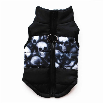 Windproof Pet Vest Jacket Winter Warm Big Dog Clothes Puppy Harness Clothing Funny Printed Coat for Small Medium Dogs Cats XS-XL