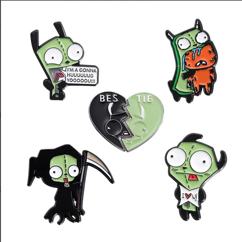 Funny Animal Sets Enamel Pins Cartoon Anime Figure Ghost Spooky Cute Cat Bird Brooches Backpack Lapel Badge Punk Jewelry Gifts