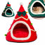 Christmas Hat Shape Creative Pet Bed Soft Plush Winter Semi-enclosed Cute Cat And Dog Bed Warm Comfortable 45cm Mini Bed Tent