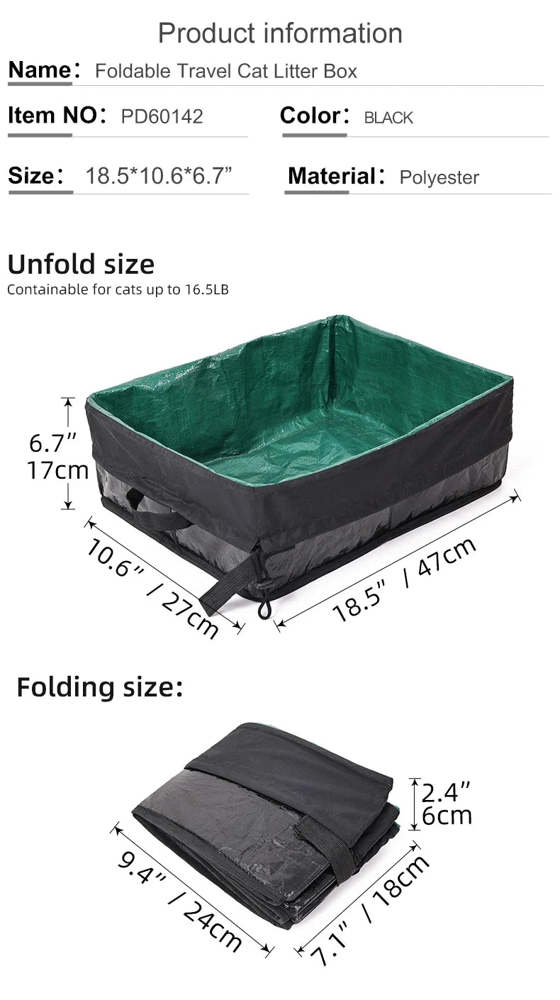 Cat Litter Box Dog Toilet Tray Portable Outdoor Waterproof Reusable Travel Oxford Litter Pan for Outdoor Travel Cat Supplies