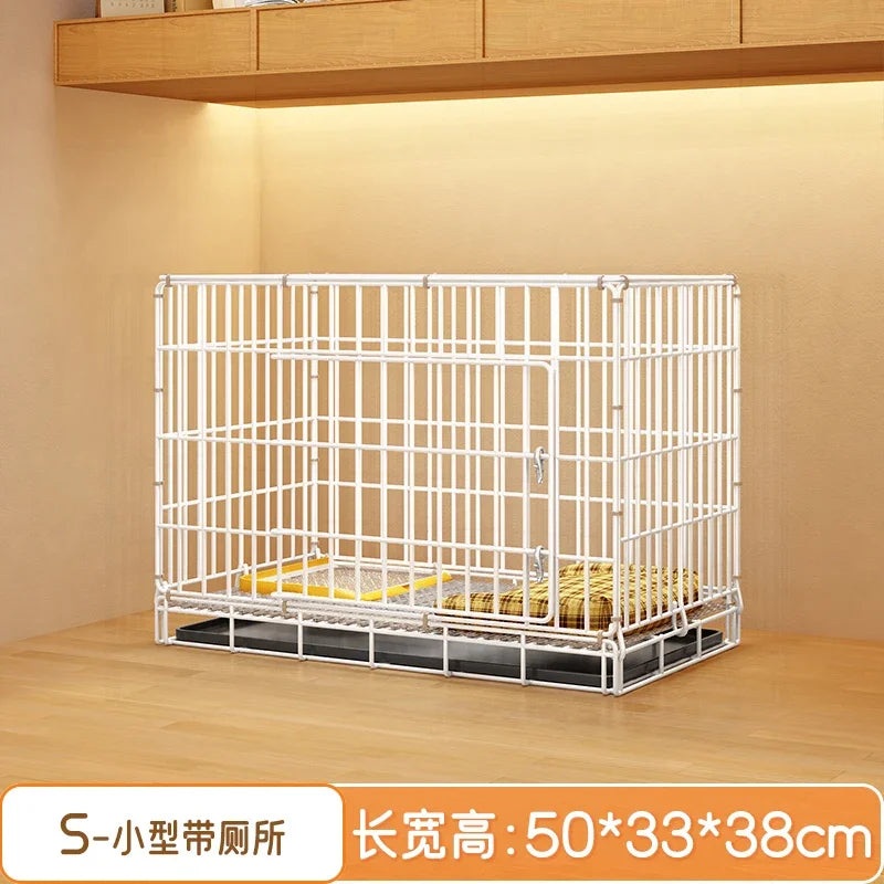 Dog Cage Small Dog Indoor Folding with Toilet Teddy Bigbear Medium Dog Corgi Border Pet Kennel
