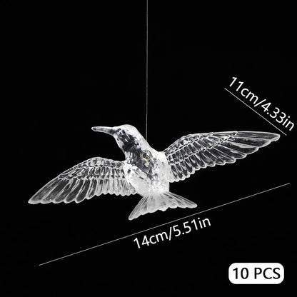 10Pcs Transparent Acrylic Hummingbird Hanging Ornaments Crystal Bird Pendants Wedding Party Living Room Home Ceiling Decorations