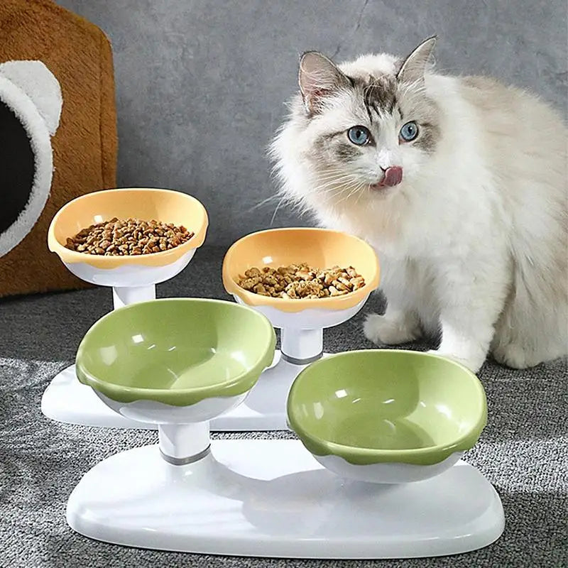 Cat Dishes For Food And Water Height Adjustable Pets Water And Food Bowl Set Large Capacity Cat Food Feeder And Waterer Set For