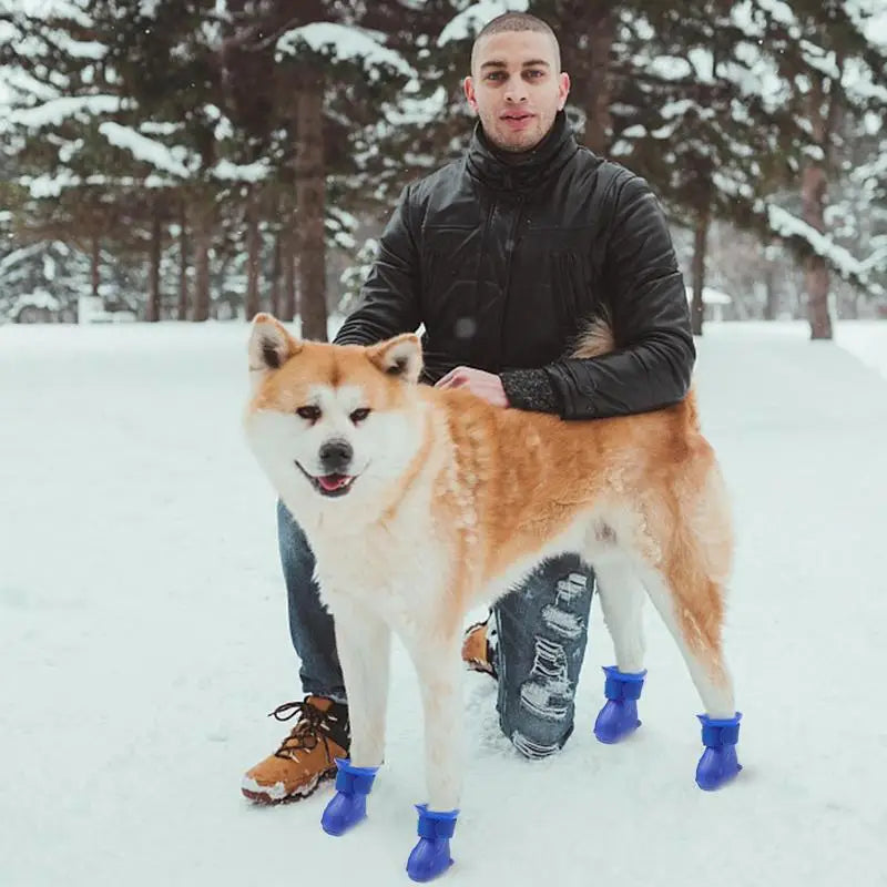 Winter Boots For Dogs Paw Protectors Anti-Slip Dog Boot Snow Shoes Adjustable Soft Dog Winter Boots 4pcs Puppy Shoes For Small