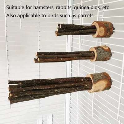 Natural Apple Tree Wood Pet Parrot Raw Wood Fork Tree Branch Stand Rack Squirrel Bird Hamster Branch Perches Chew Bite Toys New