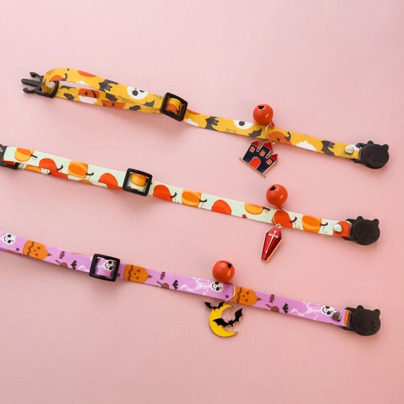 Lightweight Halloween Dog Collars Durable Skull Bat Pendant Cosplay Neck Accessories for Cats Personalized Decorate Pet Necklace