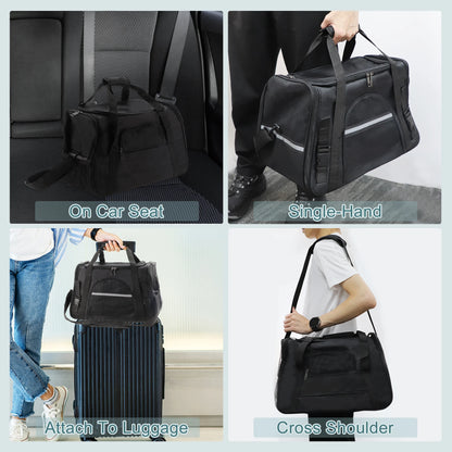 UXCELL Pet Carrier Puppy Carrier Dog Bags for Small Cats Dogs Puppies Up to 13 Lbs Black 600D Oxford Cloth Pet Carriers