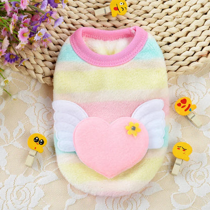 Cartoon Puppy Clothes Winter Warm Flannel Dog Vest Cat Bunny Chihuahua Sweater Cute Soft Mini Pet Apparel for Pig Rabbit Ferret