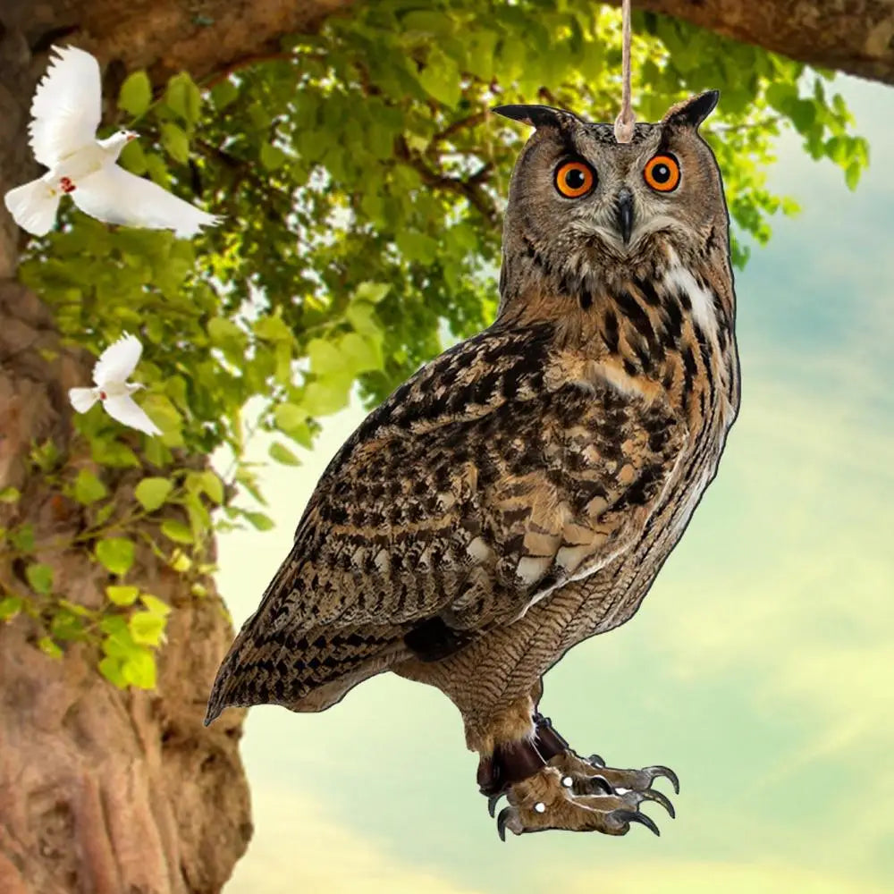 Farm Protector Bird Scarer Owl Scarecrow Scarer Pendant Garden Protector Pendant Waterproof With Bell Fake Bird Scarecrow Bird