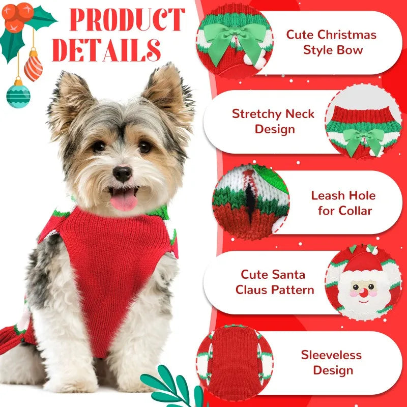 Christmas Dress for Dogs Winter Dog Clothes Dog Knitted Coat Puppy Warm Overalls Chihuahua French Bulldog Costume Dog Sweater