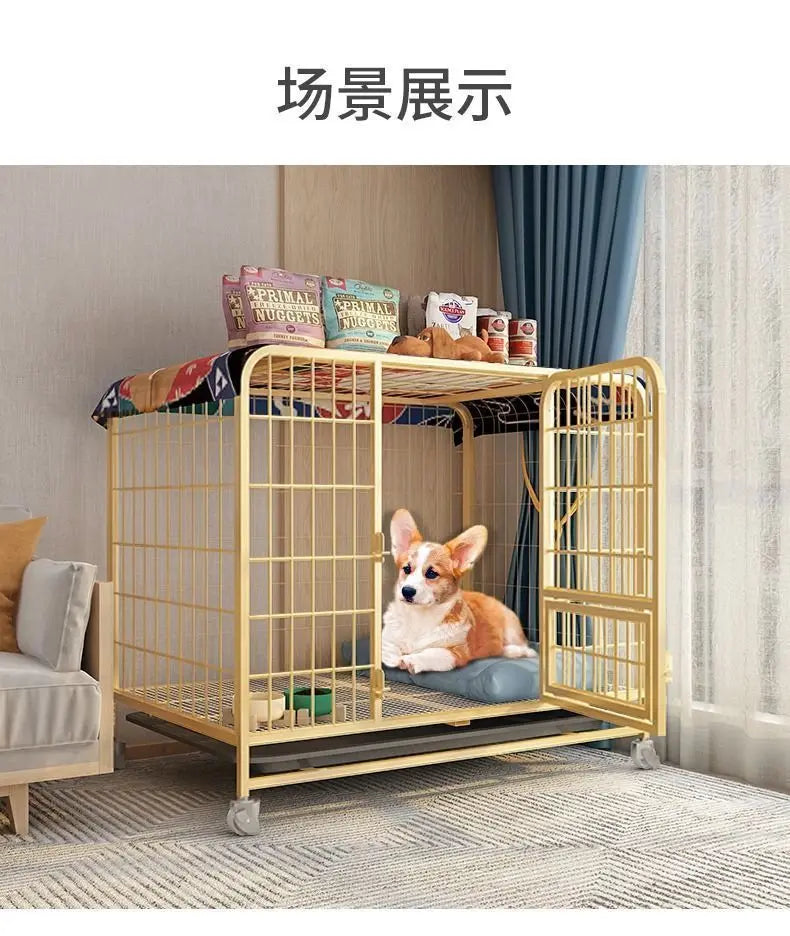 Dog cage Medium and large dog household Dog cage with toilet Square pipe Bold reinforcement Villa indoor Golden Retriever Labrad