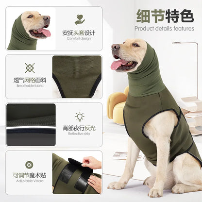 Dog Relief Calming Vest Dog Anti Anxiety Jacket Reflective Turtleneck Coat with Hood Small Medium Large Dogs Clothes
