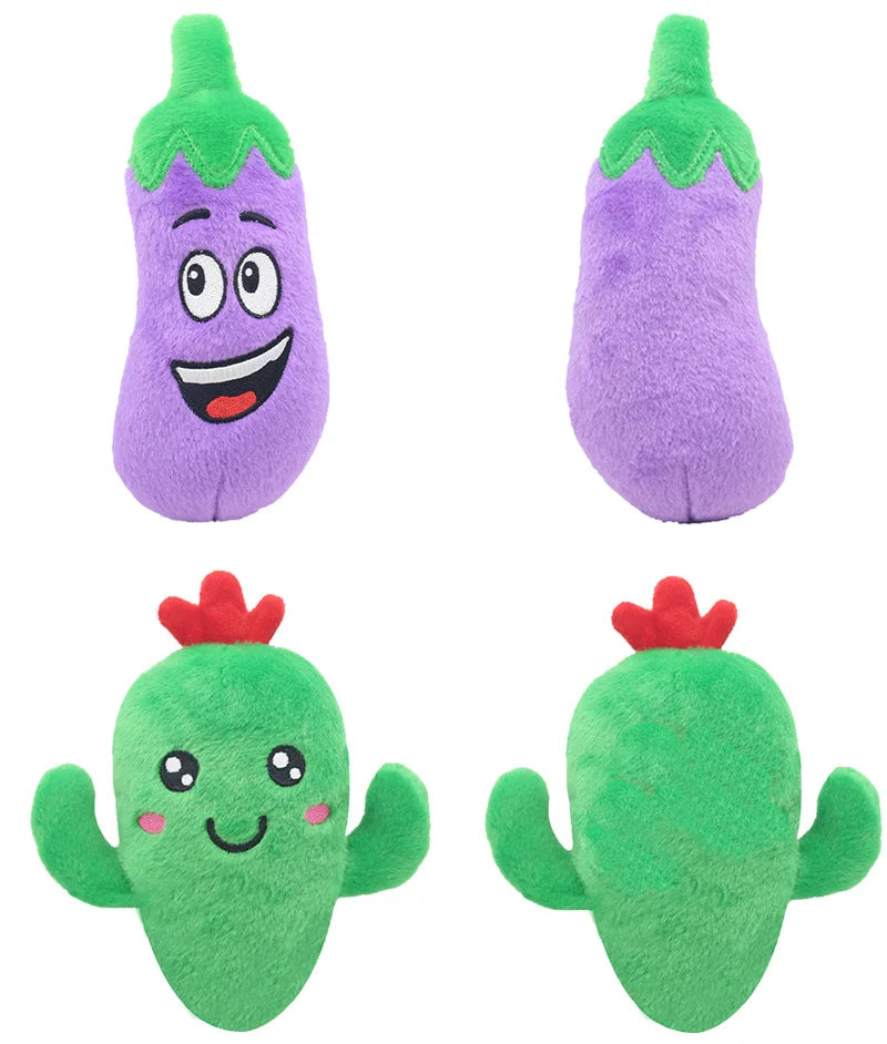 Pet plush sound toy fruit vegetable dog cat educational toy supplies cactus corn eggplant