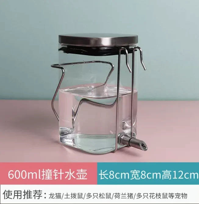Fine Needle Silent Totoro Striker Kettle Pet Parrot Hamster Drinking Kettle Flower Branch Squirrel Bite Proof Glass Feeder