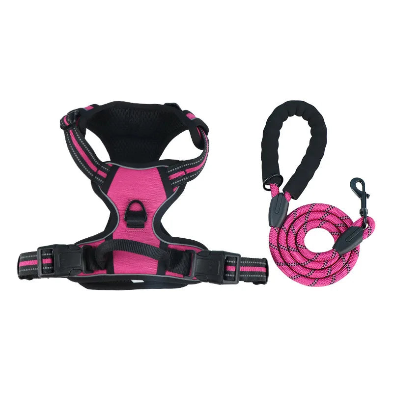 Pet dog chest back anti impact reflective vest style chest back large medium cat dog chest back traction rope set dog harness