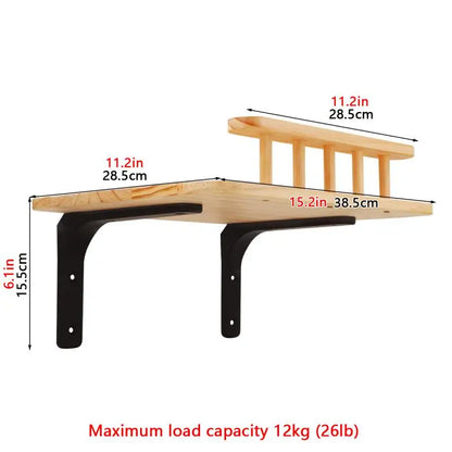 1 Piece Cat Wall Mounted Cat Climbing Wooden Shelves Cat Tree Cat Ladder Big Jumping Platform Cat Furniture Cat Perch for Kitten