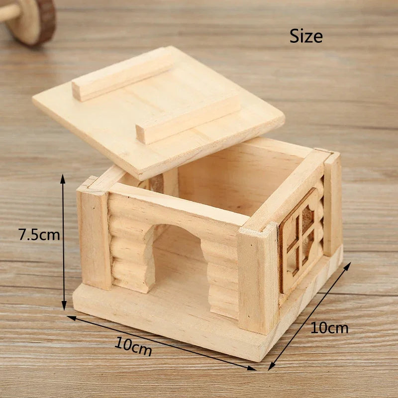 Hamster Natural Wooden House Hamster Climbing Toy Small Pet Toys for Hamster Squirrel Guinea Pig Rat Small Animals Accessories