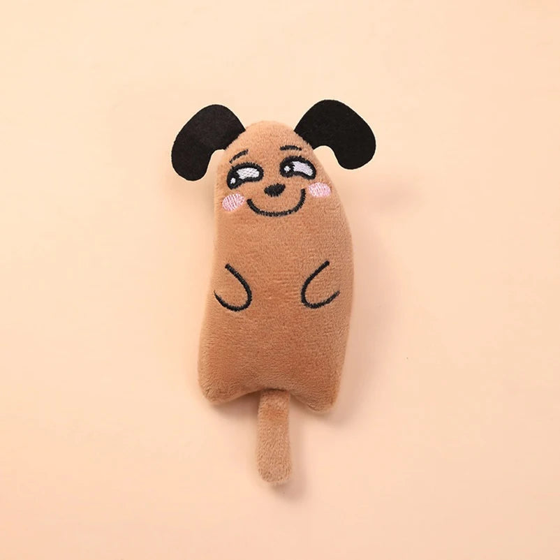 Cartoon cat and dog shaped toys, bite-resistant puppy plush dolls, cat self-entertainment teeth grinding and cleaning interactiv