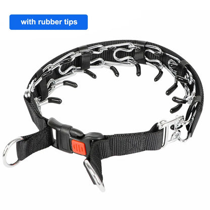 Pet Prong Collar for Dogs Adjustable Dog Choke Pinch Training Collar with Rubber Tips & Nylon Cover for Small Medium Large Dogs
