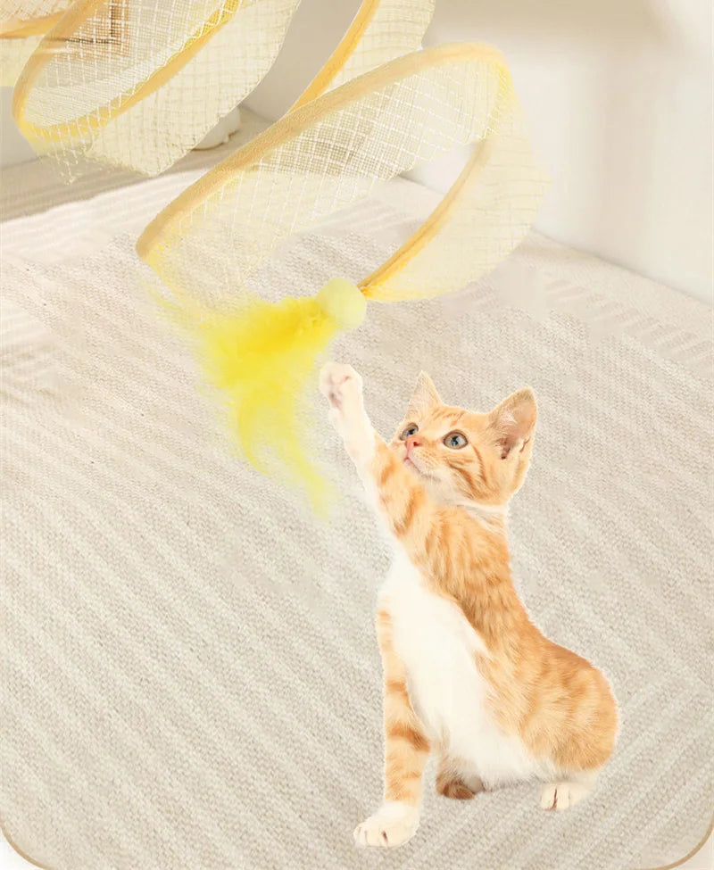 Folded Tunnel Pet Cat Toys Solid Color S Shaped Feather Ball Interactive Accessories For Kitten Home Energy Relieve Pet Supplies