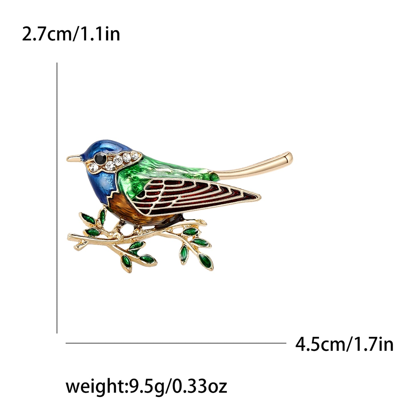 Enamel Bird Brooches for Women Rhinestone Sparrow Pins Magpie Badge Office Party Friend Gifts Accessories