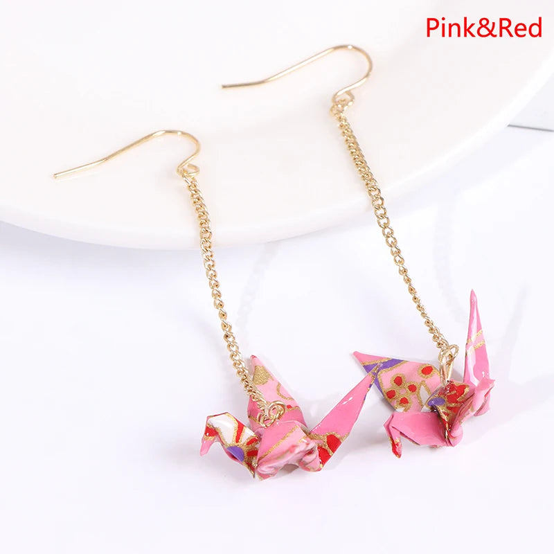Kranich Earrings Origami Miniblings Bird Cranes Faltkunst Senbazuru Paper