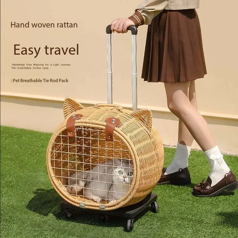 Pet Rolling Carrier, Dog Backpack with Wheels,Cats,Puppies Travel Bag with Wheels,Dog Trolley