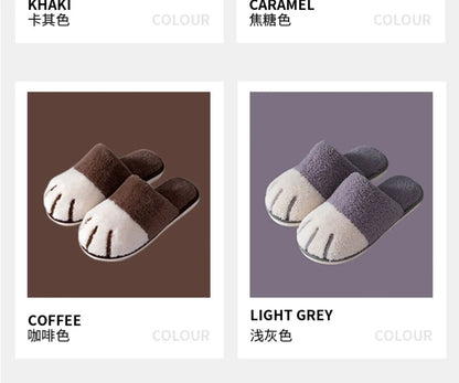 Winter Plush Slippers For Women Warm Cute Cat Paw Designer House Fur Slippers Indoor Bedroom Lovers Indoor Fluffy Shoes