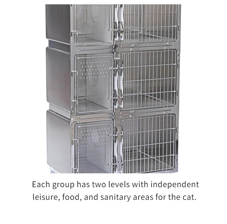 Hot Selling 304 Stainless steel high end cat cage with independent cat toilet