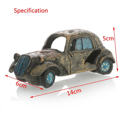 Artificial Aquarium Decoration Old Car Ornament Submarine Decor Resin Landscaping House for Fish Accessories for Aquarium Stuff