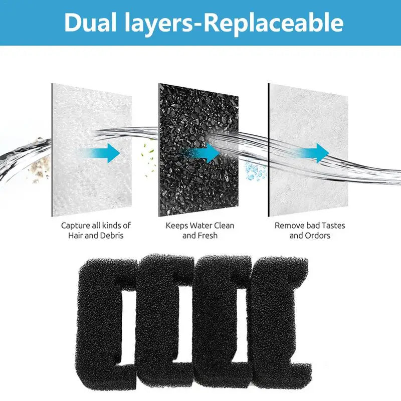 Pet Fountain Replacement Filters 4pcs Animal Fountain Filters For Drinking Water Dispenser Cat Water Fountain Filter Foam Filter