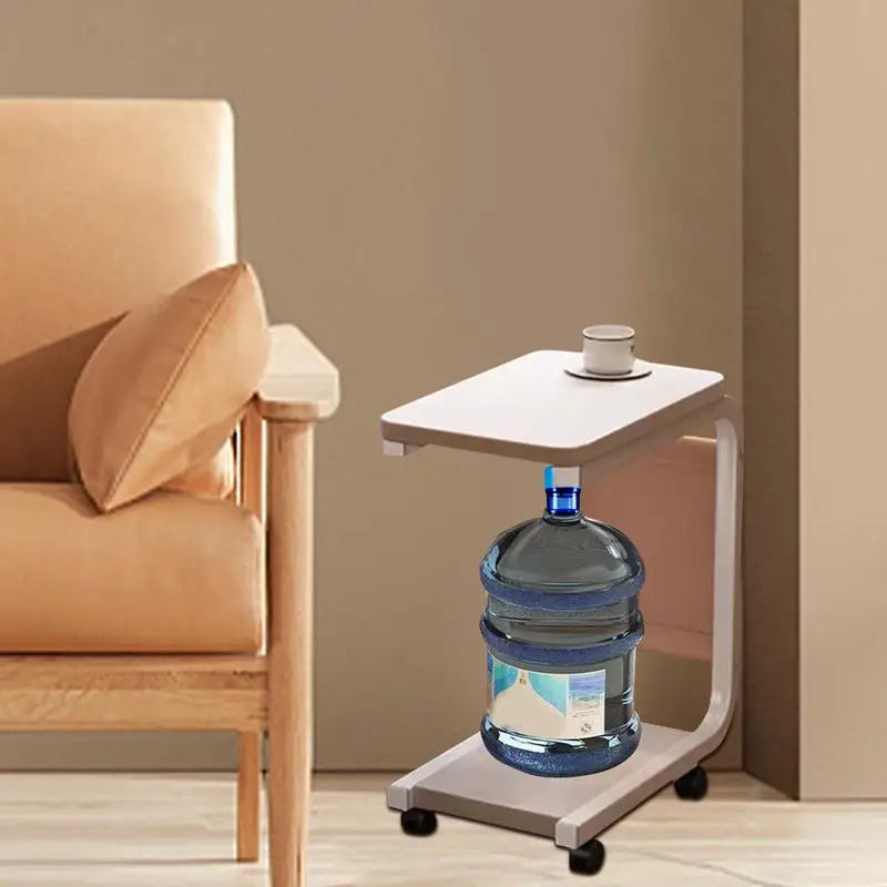 End Table C Shape Small Side Table For Living Room Double Layer Movable Side Table For Sofas Living Rooms Bedside Areas Small