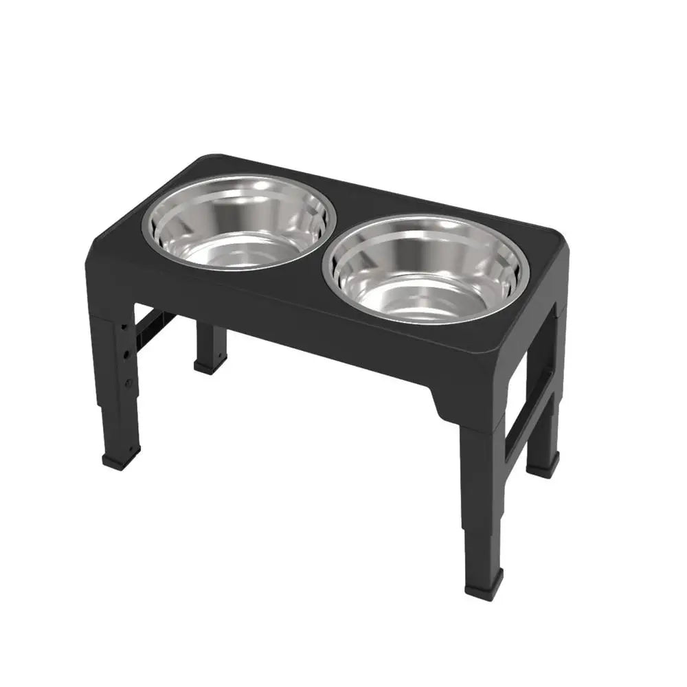 Elevated Stainless Steel Pet Feeding Bowls Height Adjustable Dog Bowl with Stand Cat Bowls Food Water Set with Two Bowls