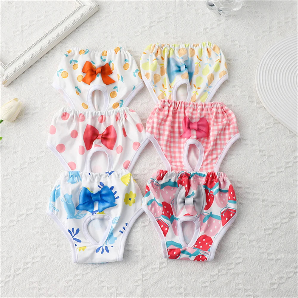 Cute Print Puppy Dog Physiological Pants for Small Dogs Washable Reusable Pet Safety Trousers Poodle Shorts mascotas Underwear