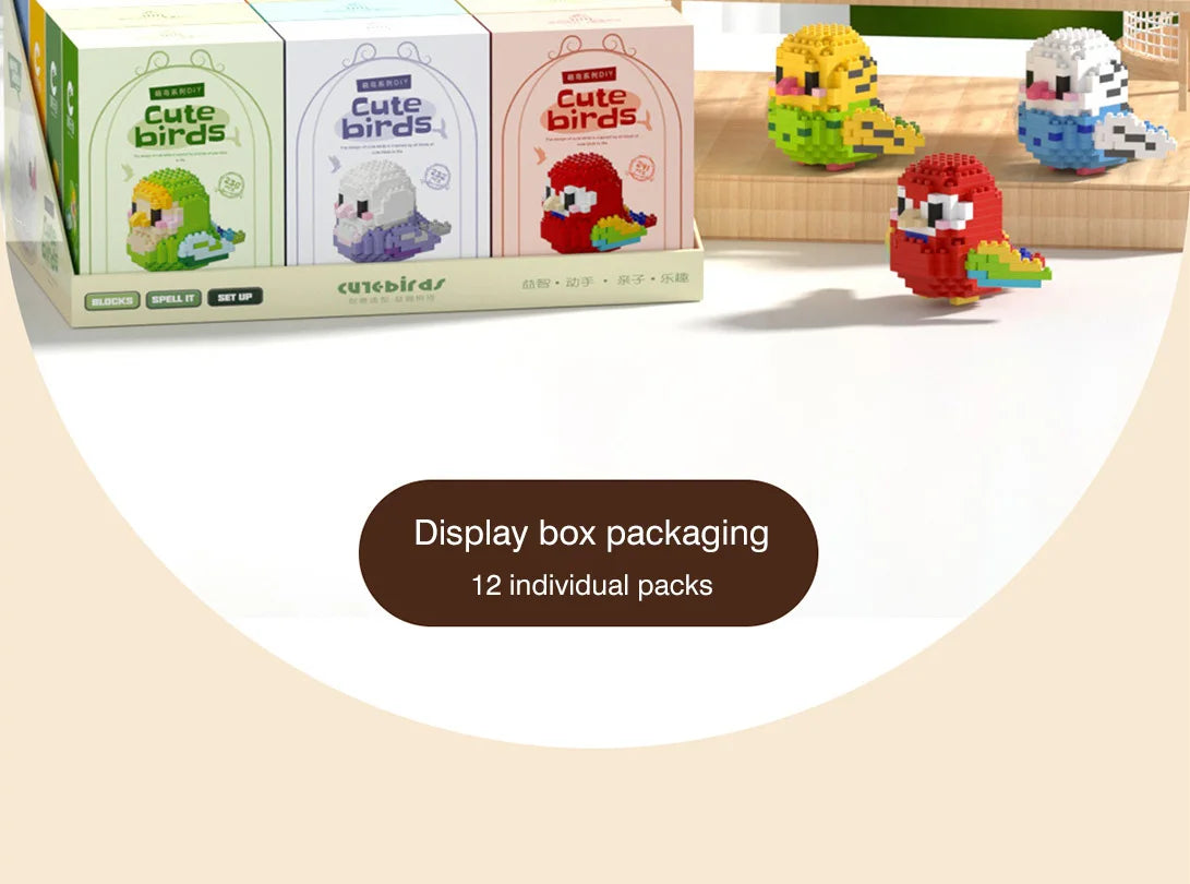 Building Blocks 3D Bird Cute Parrot Model Assemble Table Decor Children Toys for Kids Gifts Micro DIY Bricks Educational Toys
