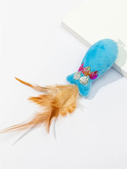 Cat Toy Cat Teaser Sticks Sequin Fish Feather Tail Funny Cat Stick Cat Cat Toy Catnip Doll Pet Supplies