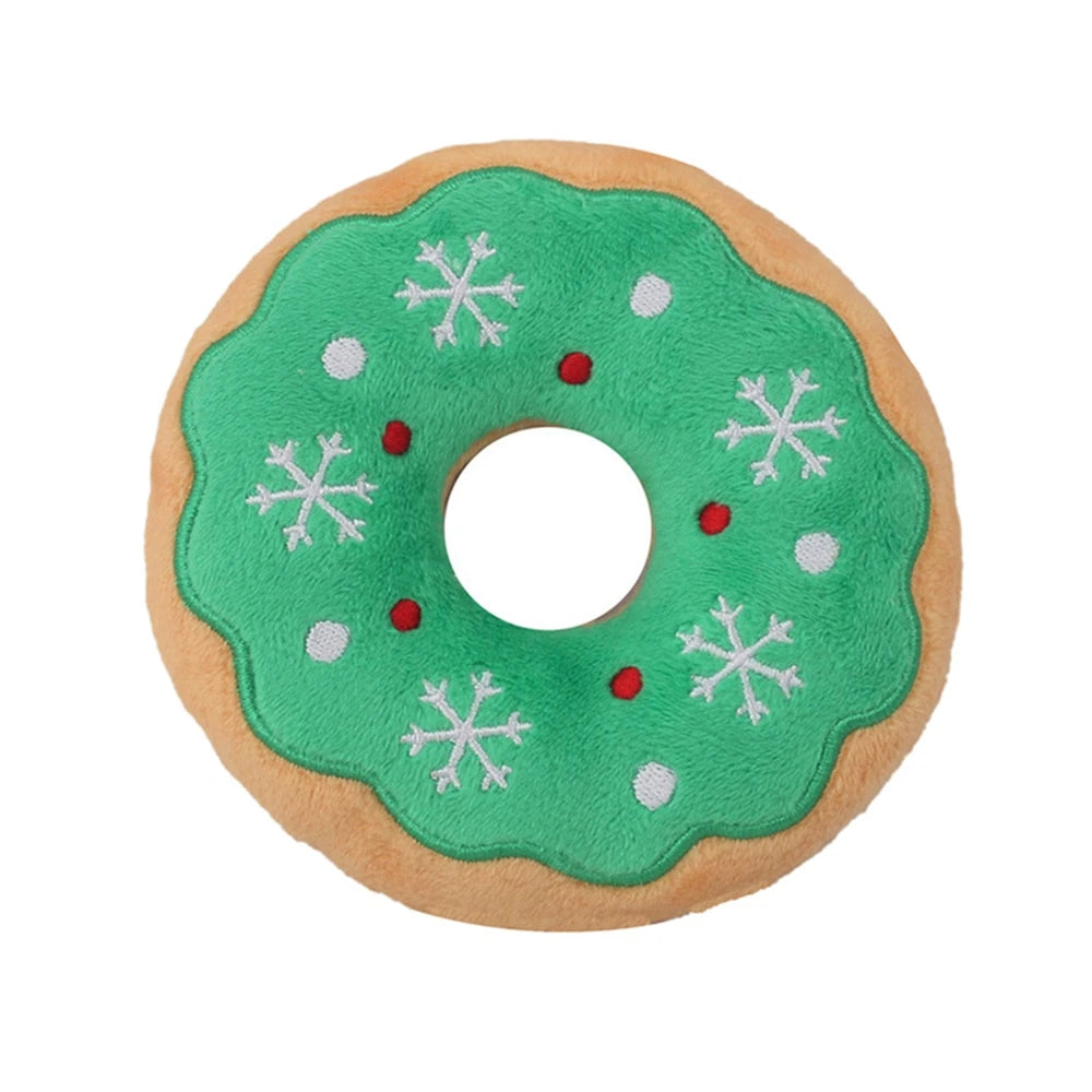 Dog Christmas Toy Plus Toy Cute Santa Elk Gingerbread Man Donut Chew Toy Dog Toy